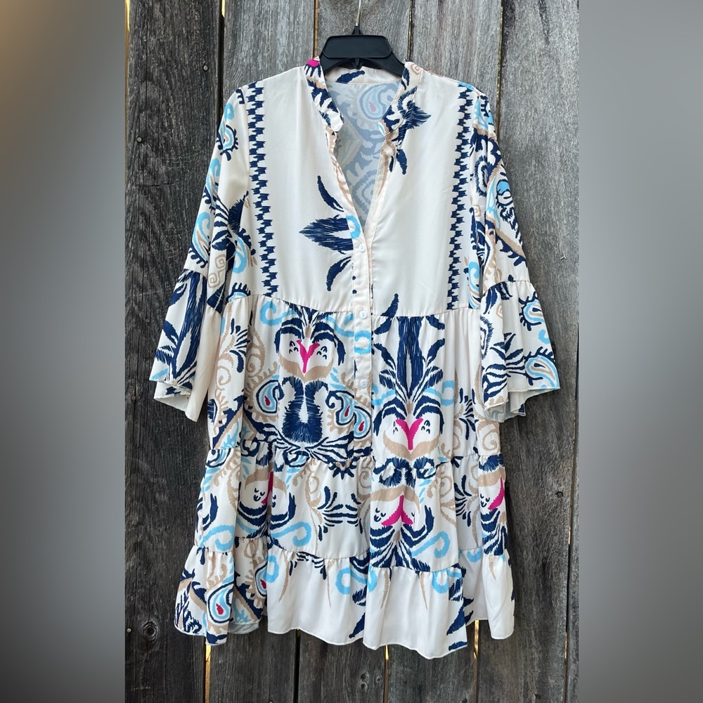 Bohemian Floral Button-Down Dress